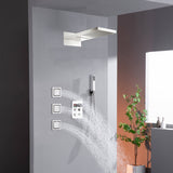 Wall Mount 22-Inch Rainfall Waterfall Shower Head with 4-Way Digital Display and Body Jets