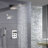 22'' Rainfall Waterfall Shower Head 4 way Thermostatic Shower System: Waterfall, Rainfall, Regular Head and Handle Wand