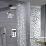 22'' Rainfall Waterfall Shower Head 4 way Thermostatic Shower System: Waterfall, Rainfall, Regular Head and Handle Wand