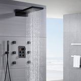 22'' Matte Black 4 way Thermostatic Shower valve system that each function run at the same time and separately