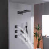 Wall Mount 22-Inch Rainfall Waterfall Shower Head with 4-Way Digital Display and Body Jets