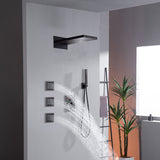 Wall Mount 22-Inch Rainfall Waterfall Shower Head with 4-Way Digital Display and Body Jets