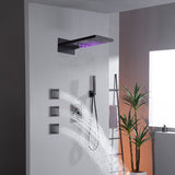 Wall Mount 22-Inch Rainfall Waterfall Shower Head with 4-Way Digital Display and Body Jets