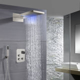 22" Brushed nickel 3 way Thermostatic display valve Rain & Waterfall Shower Faucet