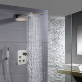 22" Brushed nickel 3 way Thermostatic display valve Rain & Waterfall Shower Faucet