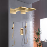 Digital Display 6-Way Thermostatic Faucet with Dual 22" Rainfall Waterfall Shower Heads