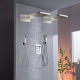 Digital Display 6-Way Thermostatic Faucet with Dual 22" Rainfall Waterfall Shower Heads