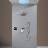 Flush Mount Shower Faucet Set with 3-Way Digital Thermostatic Control, 64-Color LED Lights