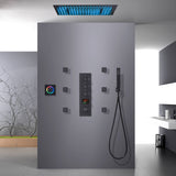 Matte Black 20" Rainfall Shower System with 3-Way Digital Thermostatic Valve, 6 Body Jets