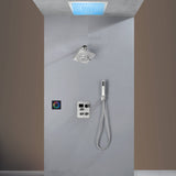 Flush Mount Shower Faucet Set with 3-Way Digital Thermostatic Control, 64-Color LED Lights