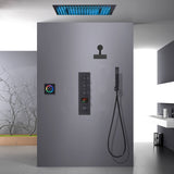 Matte Black 20" LED Rainfall Shower System with 3-Way Thermostatic Valve, Regular Head