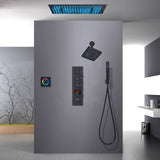 Matte Black 20" LED Rainfall Shower System with 3-Way Thermostatic Valve, Regular Head
