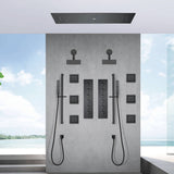 Matte Black 35" Bluetooth Music LED Shower System with Waterfall, 5-Way Digital Thermostatic Valve, 6 Body Jets