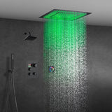 Matte Black 20" LED Rainfall Shower System with 3-Way Thermostatic Valve, Regular Head