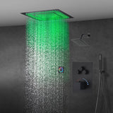 6" Wall Mount High Pressure Shower Head with 20" LED Rainfall Head in 3-Way Thermostatic System