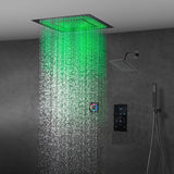 6" Wall Mount High Pressure Shower Head with 20" Flush Mount LED Rainfall Head: 3-Way Touch Digital Thermostatic System