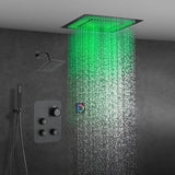 6" Wall Mount High Pressure Shower Head with 20" Flush Mount LED Rainfall Head: 3-Way Digital Thermostatic System