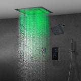 6" Wall Mount High Pressure Shower Head with 20" Flush Mount LED Rainfall Head: 3-Way Touch Digital Thermostatic System