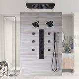 Matte Black LED Music Shower System: 16", 20", or 23" with 6-Way Digital Thermostatic Control, Body Jets,