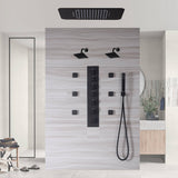 Matte Black LED Music Shower System: 16", 20", or 23" with 6-Way Digital Thermostatic Control, Body Jets,