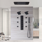 Matte Black LED Music Shower System: 16", 20", or 23" with 6-Way Digital Thermostatic Control, Body Jets,