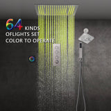 Brushed Nickel 3-Way Thermostatic Shower System with 20-Inch LED Rainfall Showerhead, Digital Display, Regular head and Touch Panel Control, Flush-Mounted Design