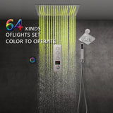 Brushed Nickel 3-Way Thermostatic Shower System with 20-Inch LED Rainfall Showerhead, Digital Display, Regular head and Touch Panel Control, Flush-Mounted Design