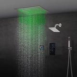 6" Wall Mount High Pressure Shower Head with 20" Flush Mount LED Rainfall Head: 3-Way Touch Digital Thermostatic System