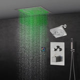 6" Wall Mount High Pressure Shower Head with 20" LED Rainfall Head in 3-Way Thermostatic System