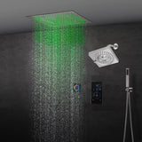 6" Wall Mount High Pressure Shower Head with 20" Flush Mount LED Rainfall Head: 3-Way Touch Digital Thermostatic System