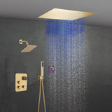 6" Wall Mount High Pressure Shower Head with 20" Flush Mount LED Rainfall Head: 3-Way Digital Thermostatic System