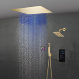 6" Wall Mount High Pressure Shower Head with 20" Flush Mount LED Rainfall Head: 3-Way Touch Digital Thermostatic System
