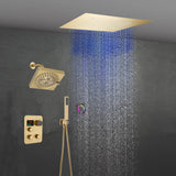 6" Wall Mount High Pressure Shower Head with 20" Flush Mount LED Rainfall Head: 3-Way Digital Thermostatic System