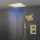 6" Wall Mount High Pressure Shower Head with 20" LED Rainfall Head in 3-Way Thermostatic System