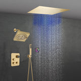 6" Wall Mount High Pressure Shower Head with 20" Flush Mount LED Rainfall Head: 3-Way Digital Thermostatic System