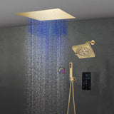 6" Wall Mount High Pressure Shower Head with 20" Flush Mount LED Rainfall Head: 3-Way Touch Digital Thermostatic System