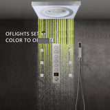 24" Flush LED Mount Rainfall Waterfall 6-Way Digital Shower System With Regular Head and 6 Body Jets