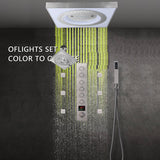 24" Flush LED Mount Rainfall Waterfall 6-Way Digital Shower System With Regular Head and 6 Body Jets