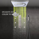 24" Flush LED Mount Rainfall Waterfall 6-Way Digital Shower System With Regular Head and 6 Body Jets