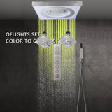 24" Flush Mount Rainfall Waterfall 6-Way Digital  Shower System with LED, Dual Regular Heads