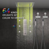 Brushed Nickel 6-Way Digital Thermostatic Shower Faucet: 20" Rainfall Head with LED Lights, Regular Head, 6 Body Jets