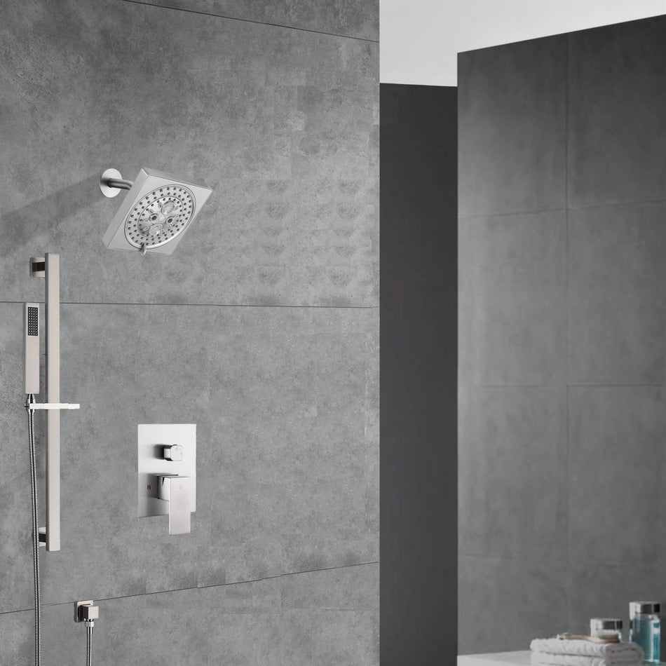 Two-Function Wall-Mounted  Shower System: Regular Shower Head with High Water Pressure