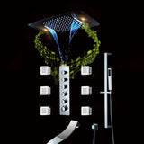 Brushed Gold Or Brushed Nickel Or Matte Black Or Chrome  23x15" LED Music Shower Head with 5-Way Thermostatic Faucet With Tub Spout