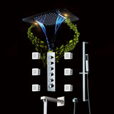 Brushed Gold Or Brushed Nickel Or Matte Black Or Chrome  23x15" LED Music Shower Head with 5-Way Thermostatic Faucet With Tub Spout