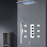 Chrome 20inch Or 24 inch rain head 3 way digital thermostatic shower faucet with 6 body jets and sliding bar