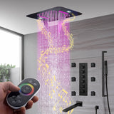 Brushed Gold Or Brushed Nickel Or Matte Black Or Chrome  23x15" LED Music Shower Head with 5-Way Thermostatic Faucet With Tub Spout