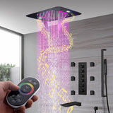 Brushed Gold Or Brushed Nickel Or Matte Black Or Chrome  23x15" LED Music Shower Head with 5-Way Thermostatic Faucet With Tub Spout