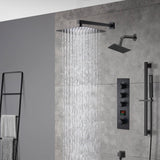 matte black Wall mount 12 inch or 16 inch rain head 3 way digital display thermostatic shower faucet with Regular head