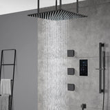 20-inch or 24-Inch Rainfall Head ceiling mounted Matte Black 3 way touch-panel Shower Faucet