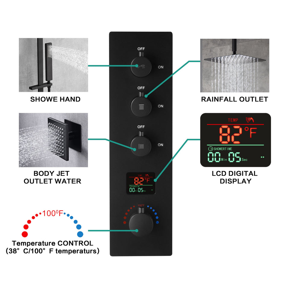 3 way digital thermostatic rough in valve with trim